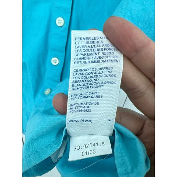 Tommy Hilfiger SZ 6 VINTAGE Y2K Blue Stretch Sleeveless Button Up Top Blouse - Picture 8 of 8